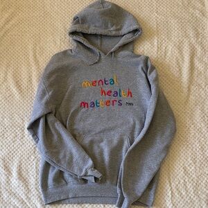 Gray "Mental Health Matters" Embroidered Hoodie